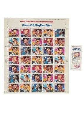 29 Cent Stamps Sheet and Book Legends Of American Music Series Rock & Roll 1992